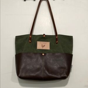 Meanwhile, Back On The Farm olive green utility tote